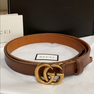 Leather Belt with GG